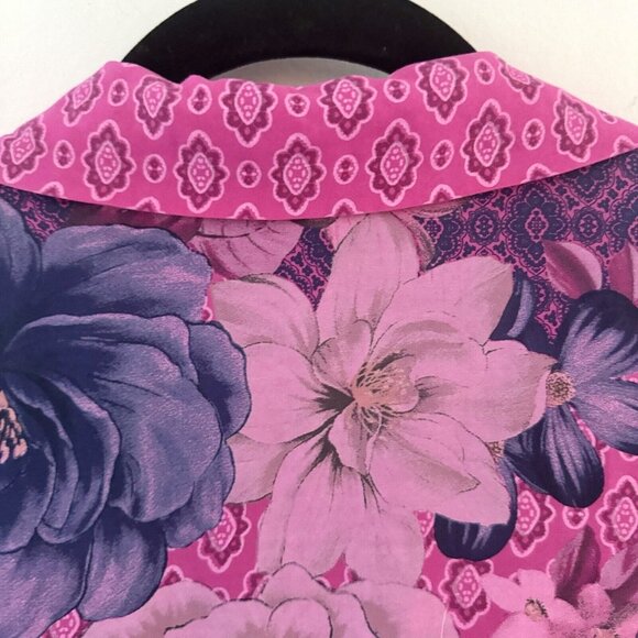 Anthropologie Free For Humanity sz M Mixed Print Floral Cottage Button Roll Tab - Picture 12 of 16